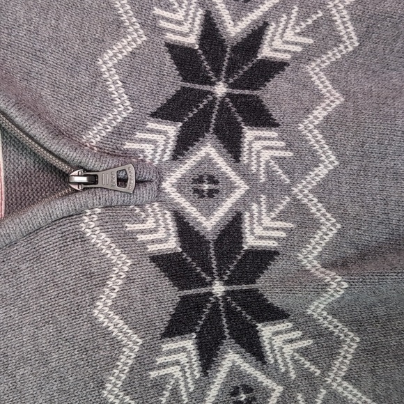 Vintage Weatherproof Grey Fair Isle Quarter Zip Sweater Size Medium - Picture 4 of 5